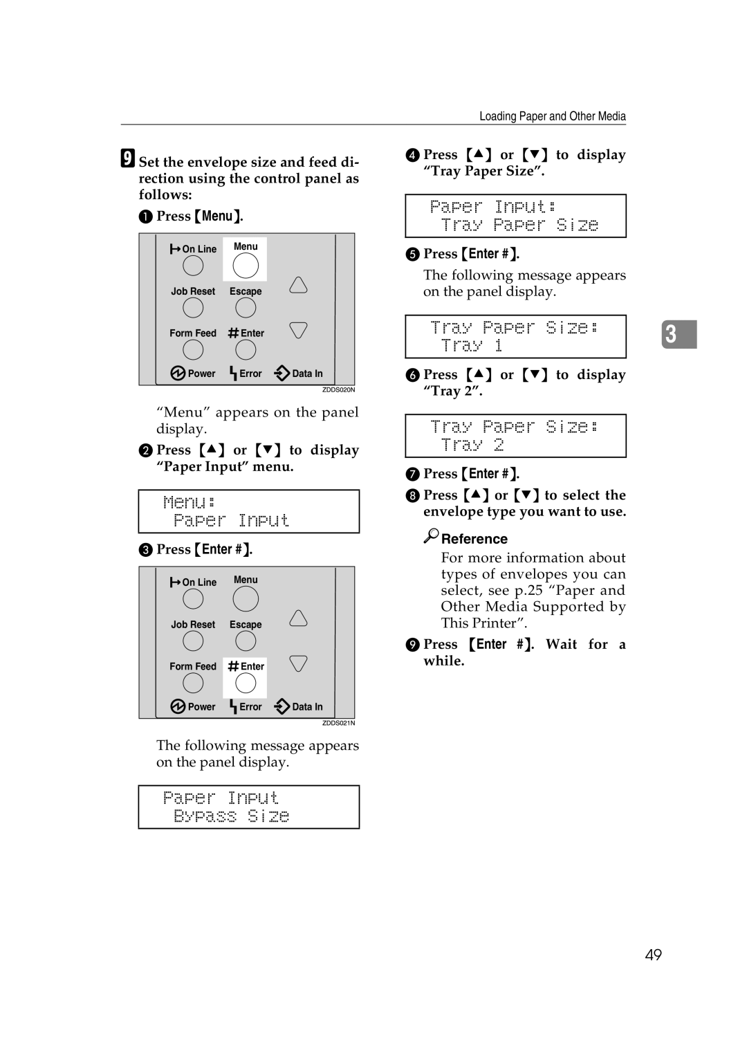 Lanier AP2610 manual Paper Input Tray Paper Size, Tray Paper Size Tray, Press U or T to display Tray Paper Size 