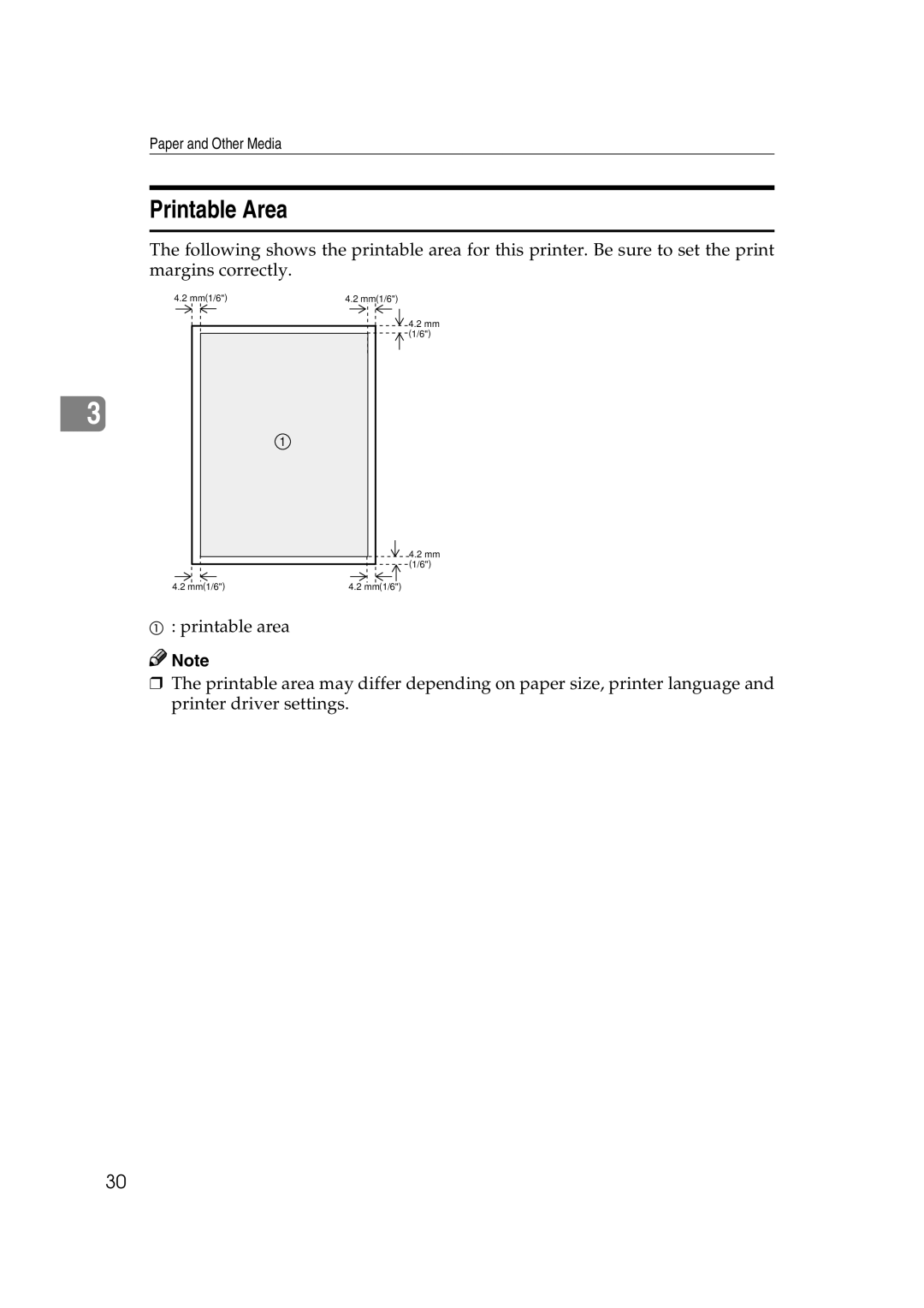 Lanier AP3200 manual Printable Area 