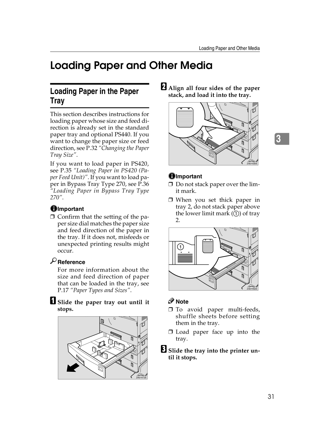 Lanier AP3200 Loading Paper and Other Media, Loading Paper in the Paper Tray, Slide the paper tray out until it stops 