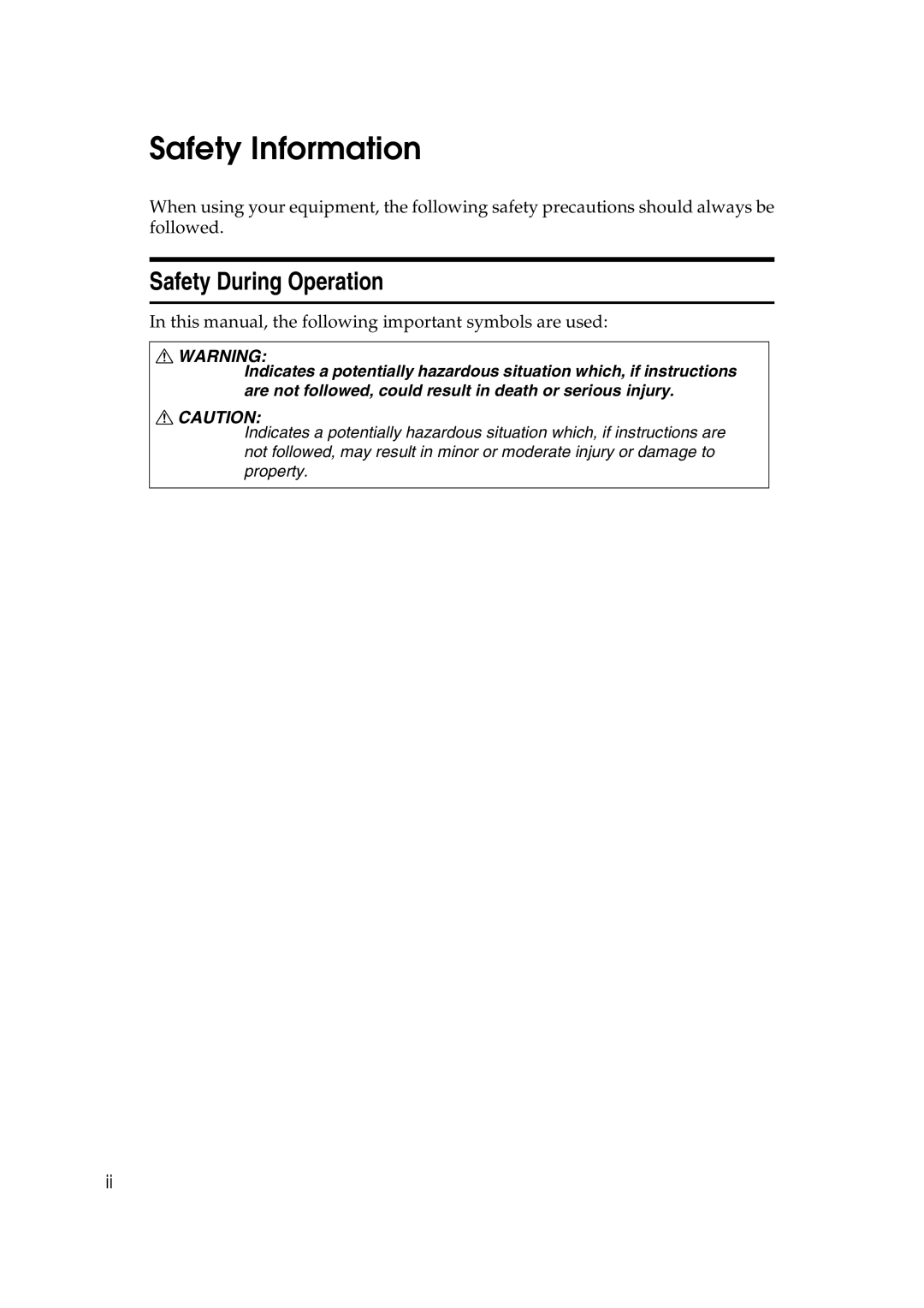 Lanier AP3200 manual Safety Information, Safety During Operation 