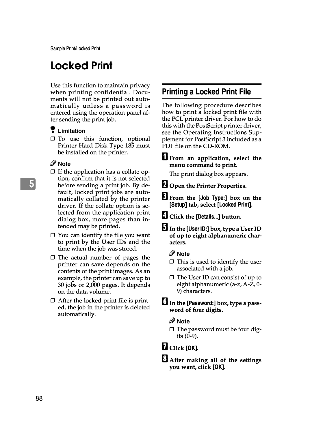 Lanier AP3200 manual Printing a Locked Print File 