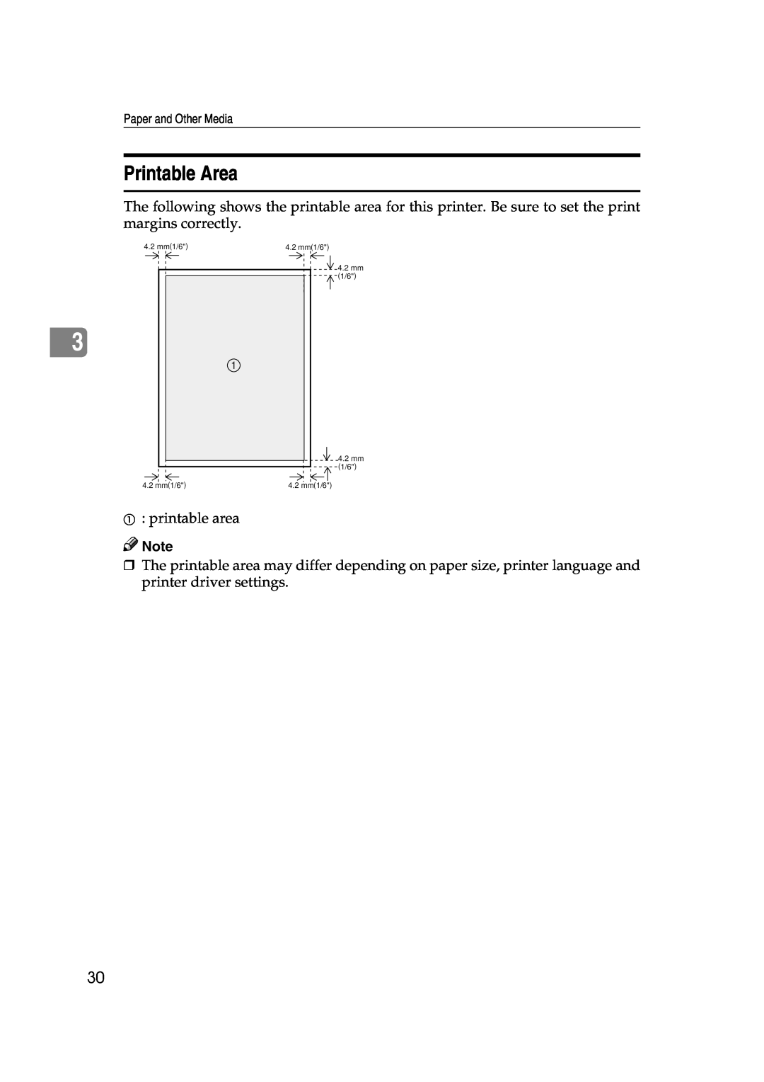 Lanier AP3200 manual Printable Area 