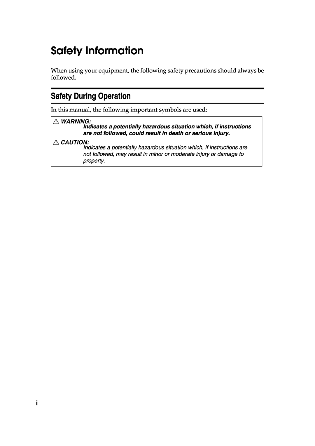 Lanier AP3200 manual Safety Information, Safety During Operation 