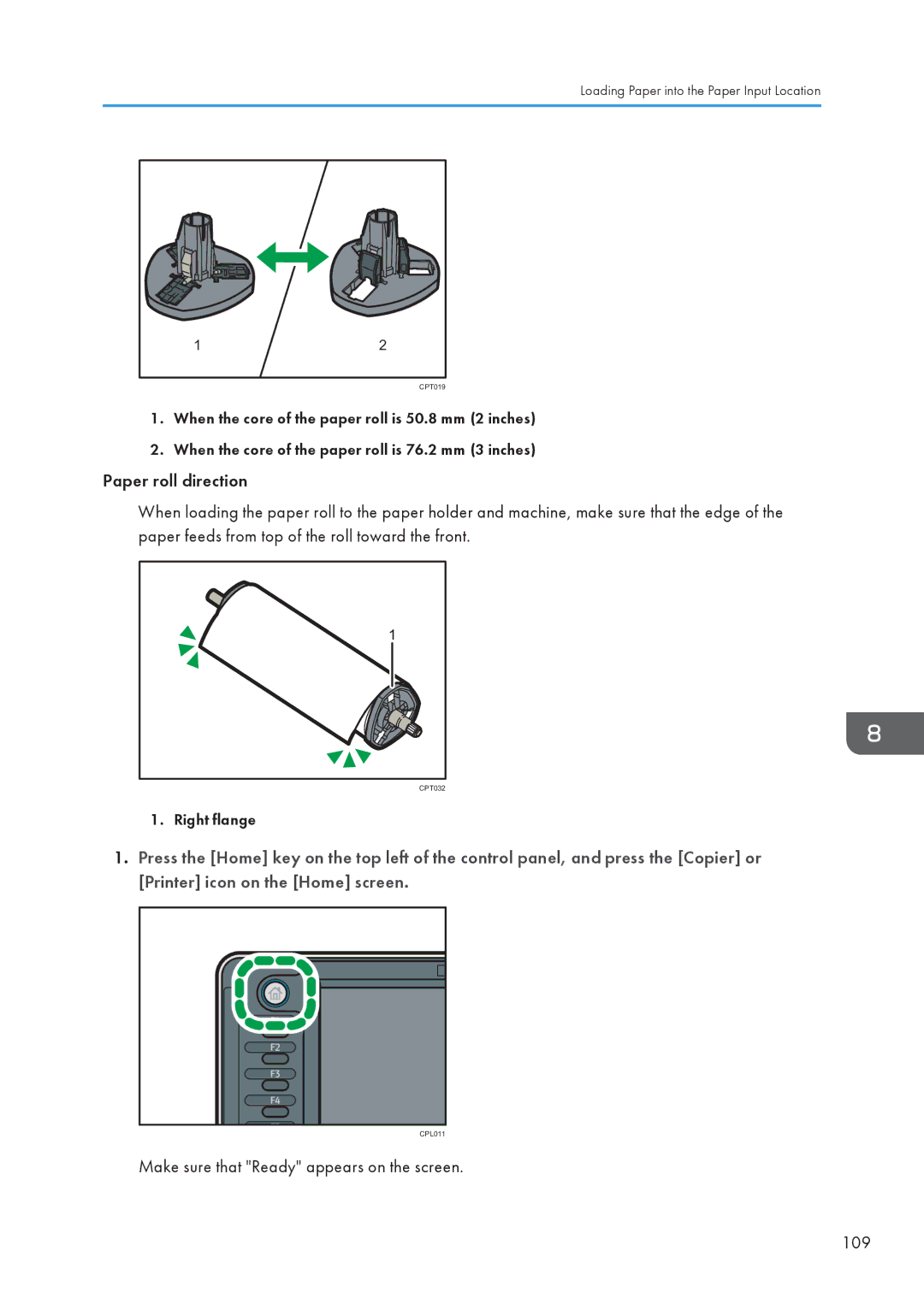 Lanier MP CW2200/MP, CW2200SP appendix Make sure that Ready appears on the screen 109 