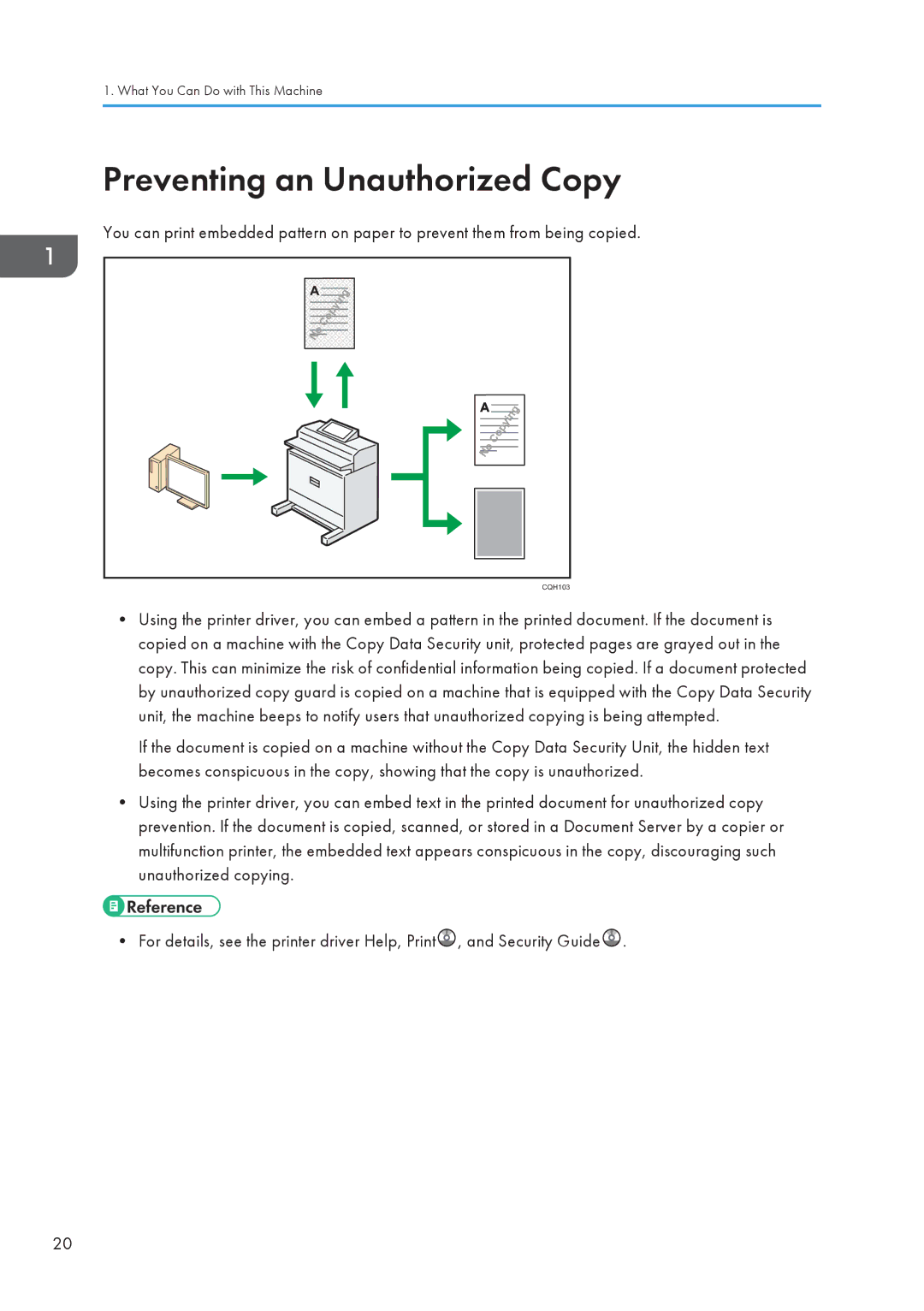 Lanier CW2200SP, MP CW2200/MP appendix Preventing an Unauthorized Copy 