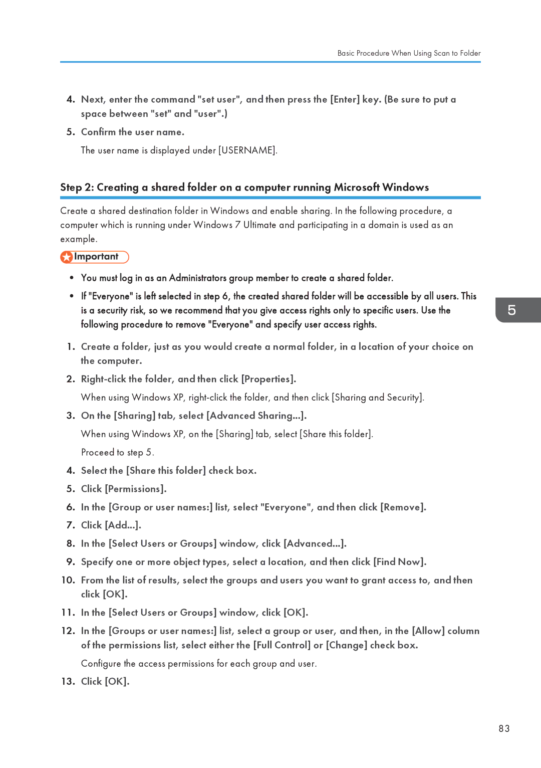 Lanier MP CW2200/MP User name is displayed under Username, Configure the access permissions for each group and user 