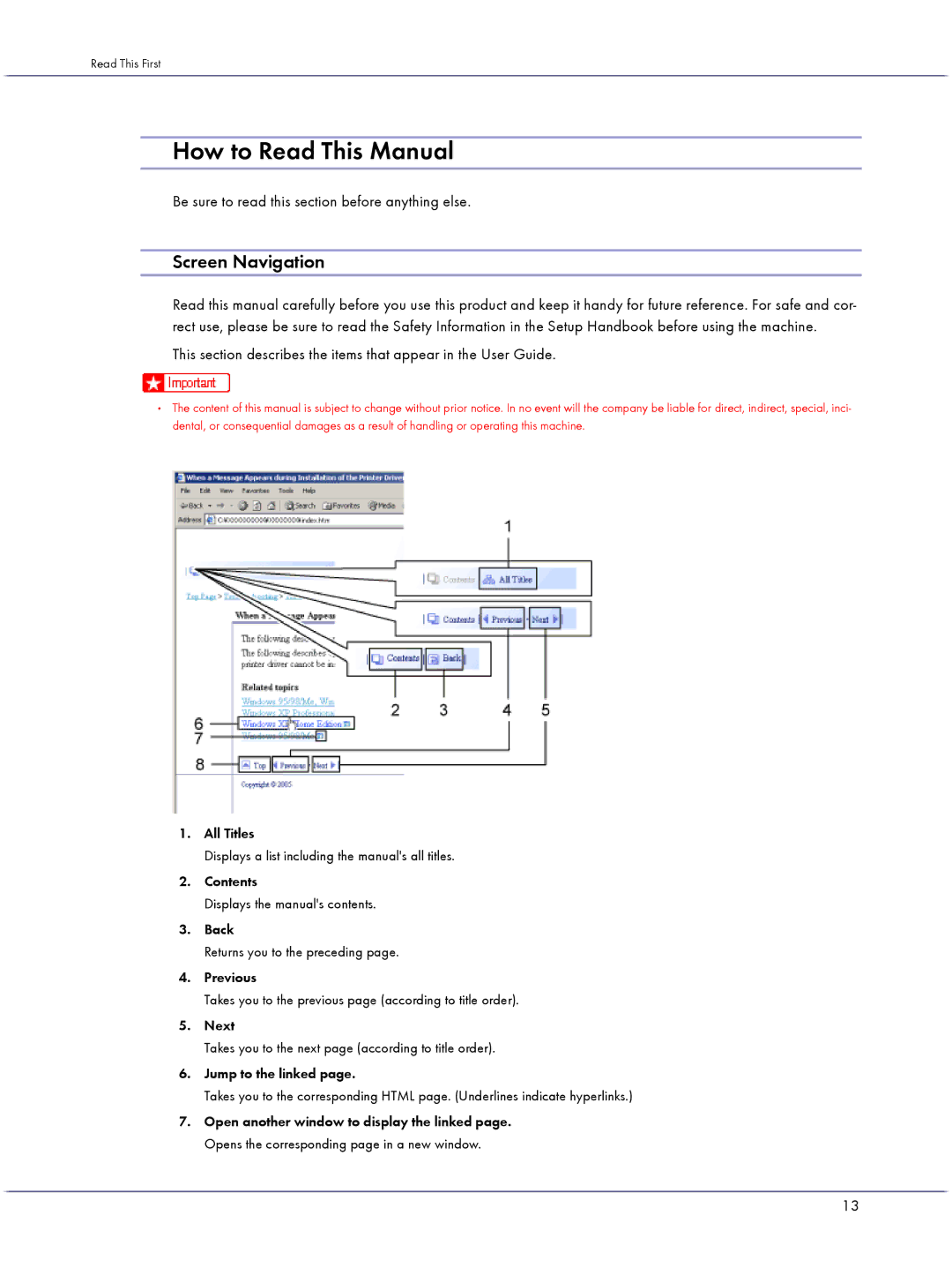 Lanier GX3000 manual How to Read This Manual, Screen Navigation, Be sure to read this section before anything else 