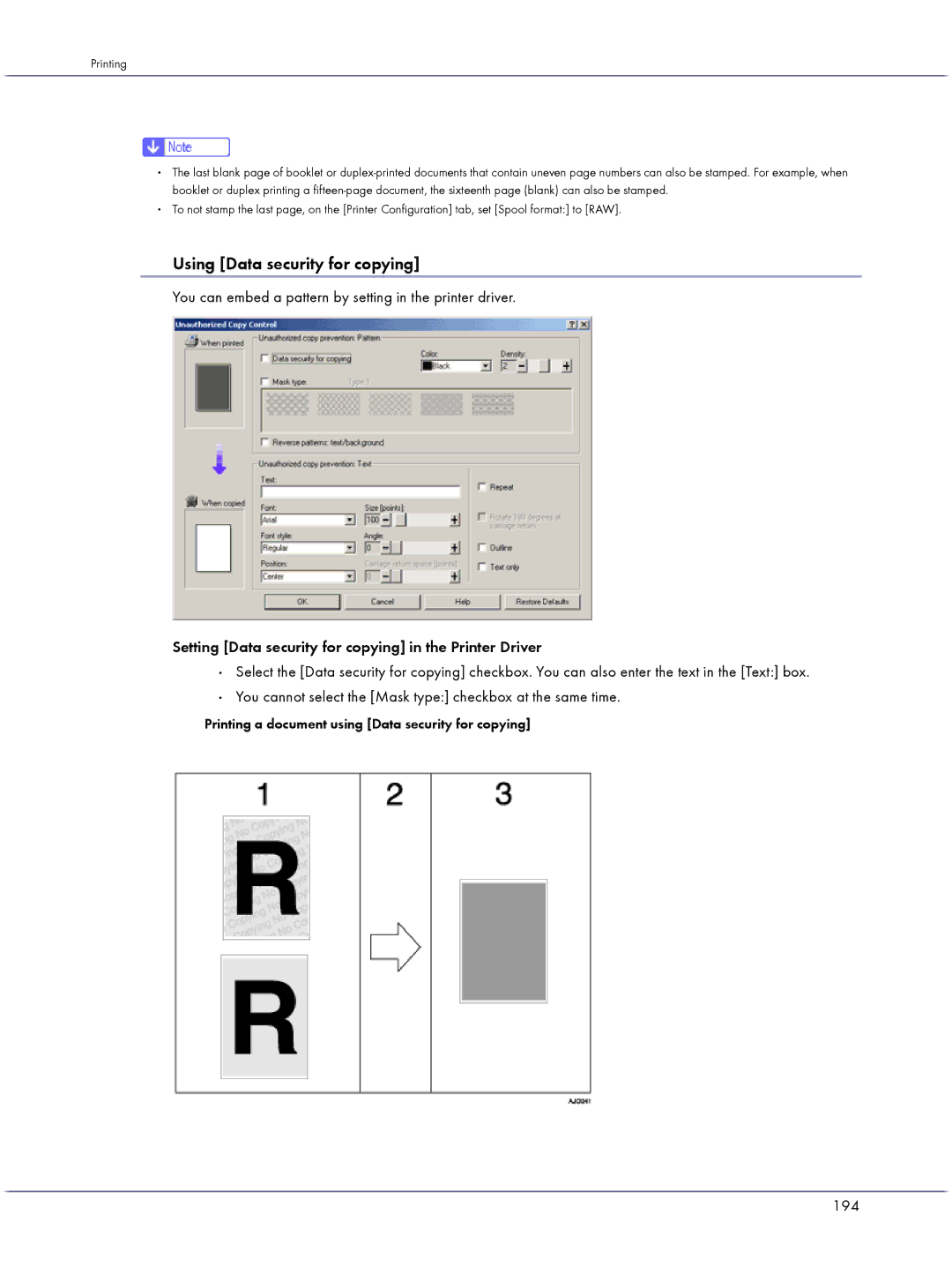 Lanier GX3000 manual Using Data security for copying, 194 