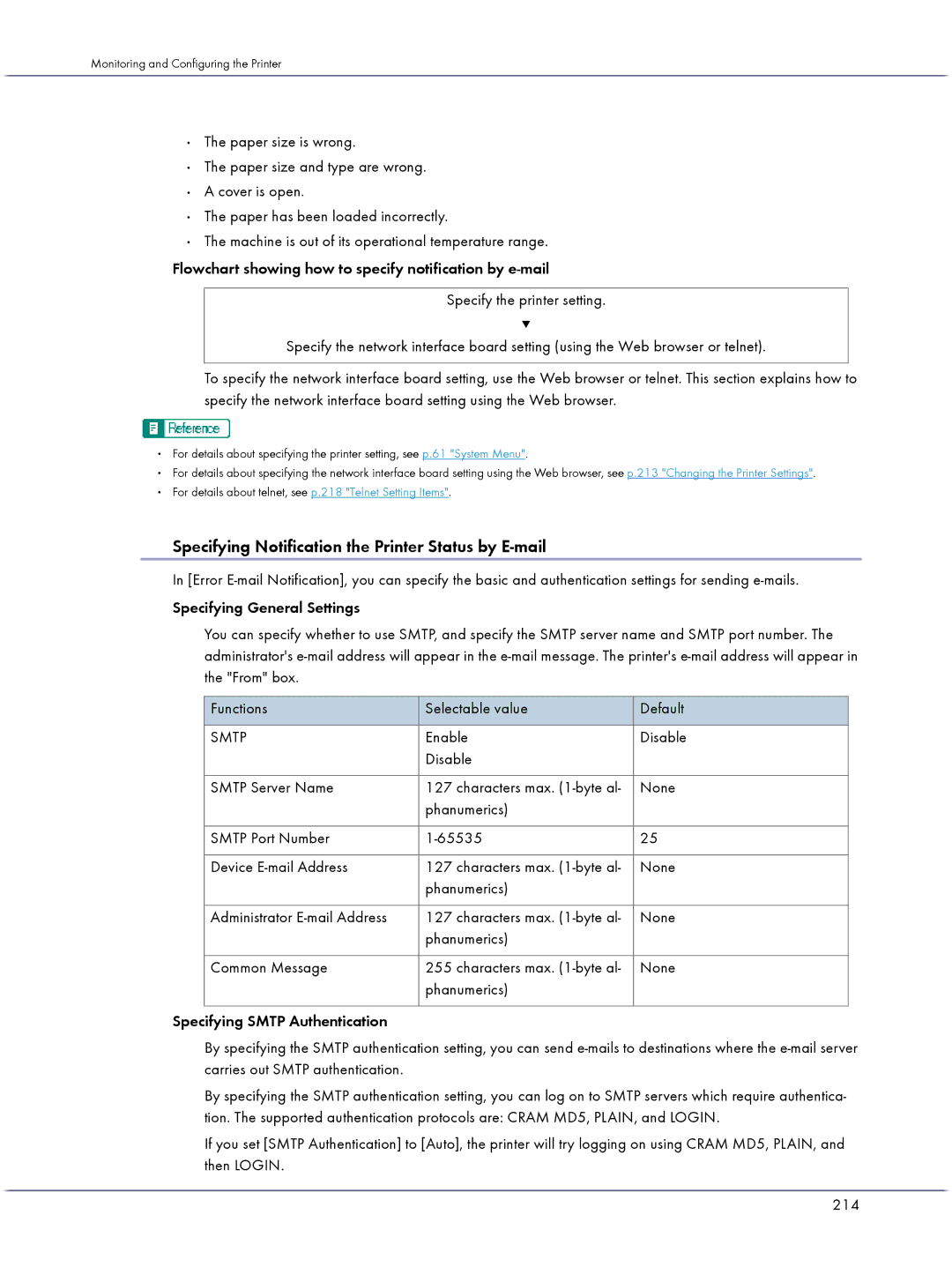 Lanier GX3000 manual Specifying Notification the Printer Status by E-mail 