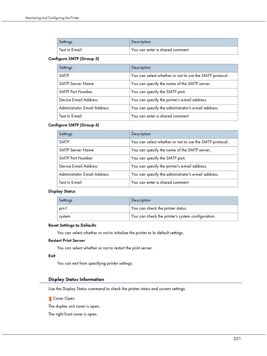 Lanier GX3000 manual Display Status Information 