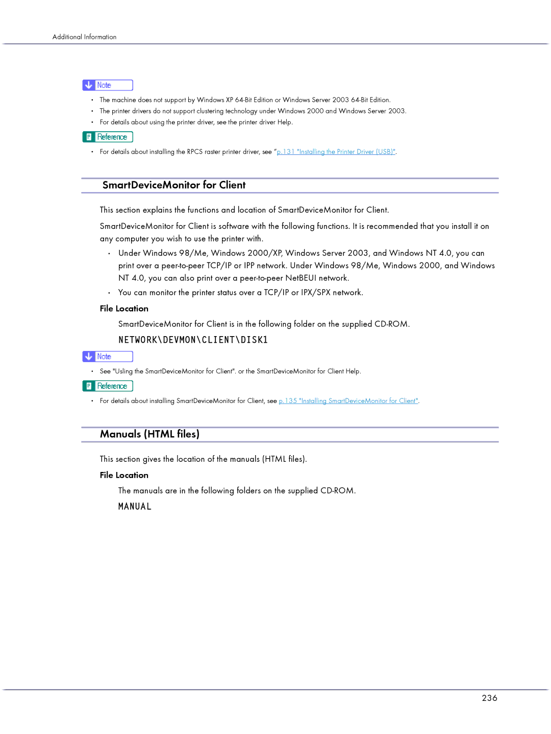 Lanier GX3000 manual SmartDeviceMonitor for Client, Manuals Html files, 236 