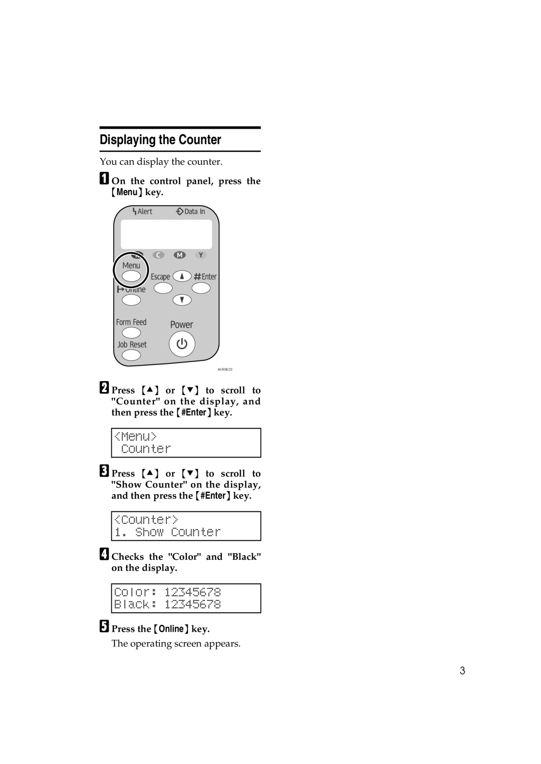 Lanier GX3000 manual Displaying the Counter 