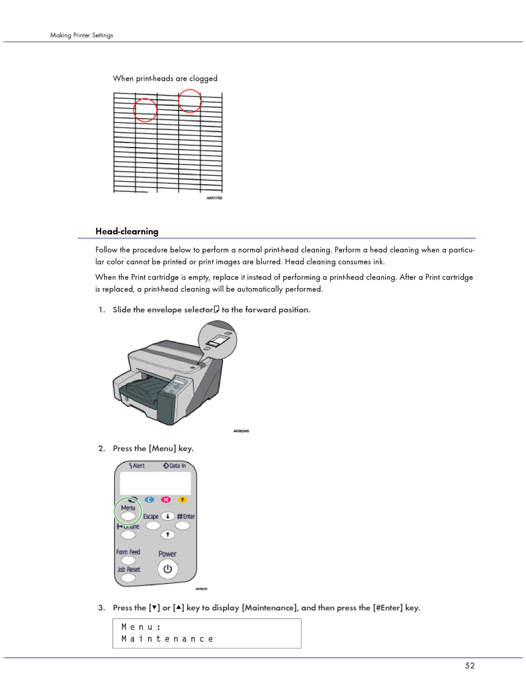 Lanier GX3000 manual Head-clearning, When print-heads are clogged 