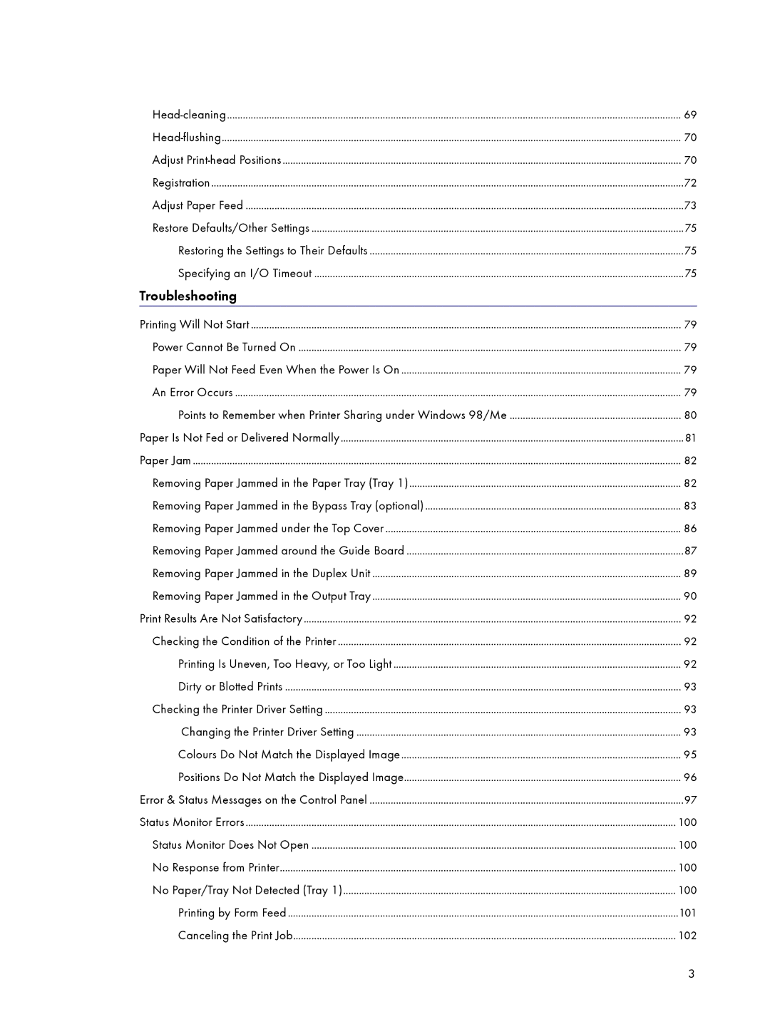 Lanier GX3000 manual Troubleshooting, Points to Remember when Printer Sharing under Windows 98/Me 