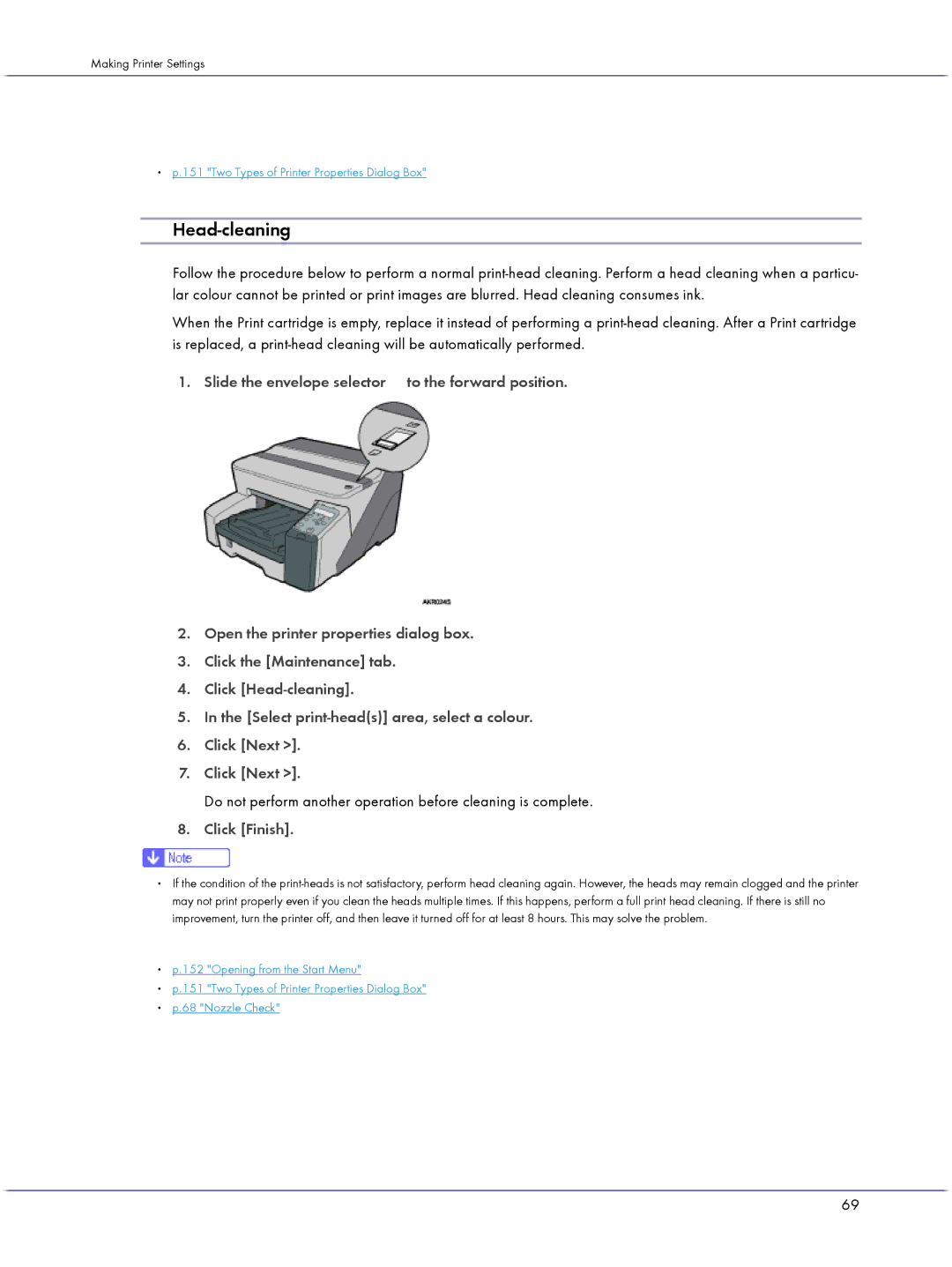 Lanier GX3000 manual Head-cleaning, Do not perform another operation before cleaning is complete 