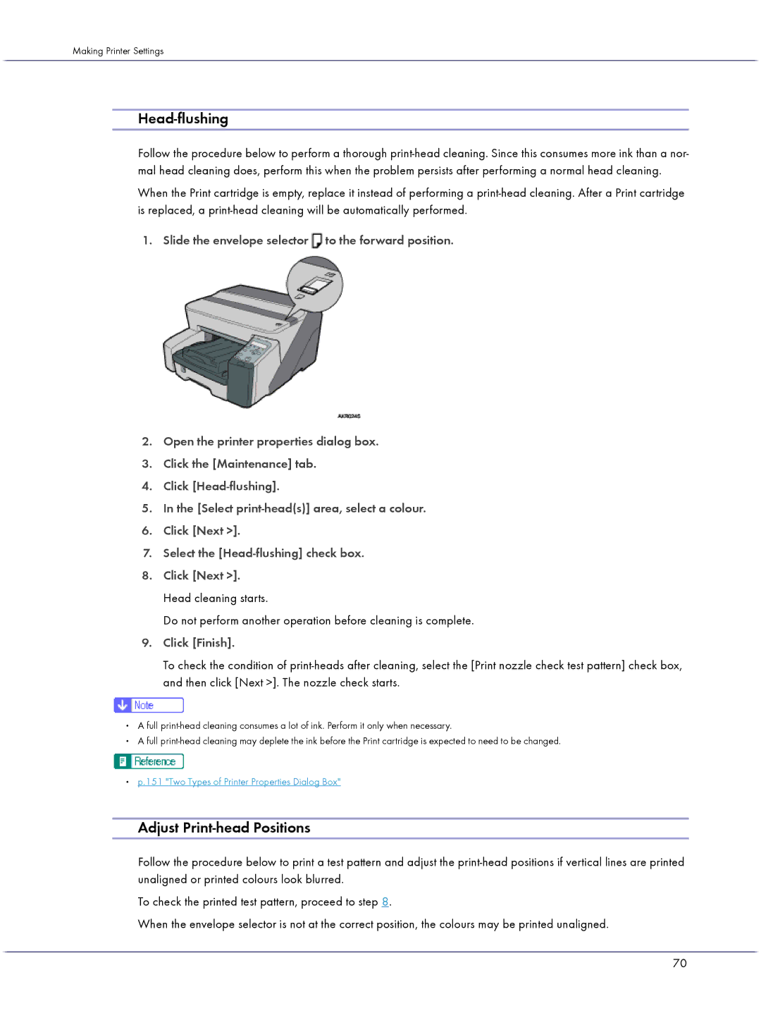 Lanier GX3000 manual Head-flushing, Adjust Print-head Positions 