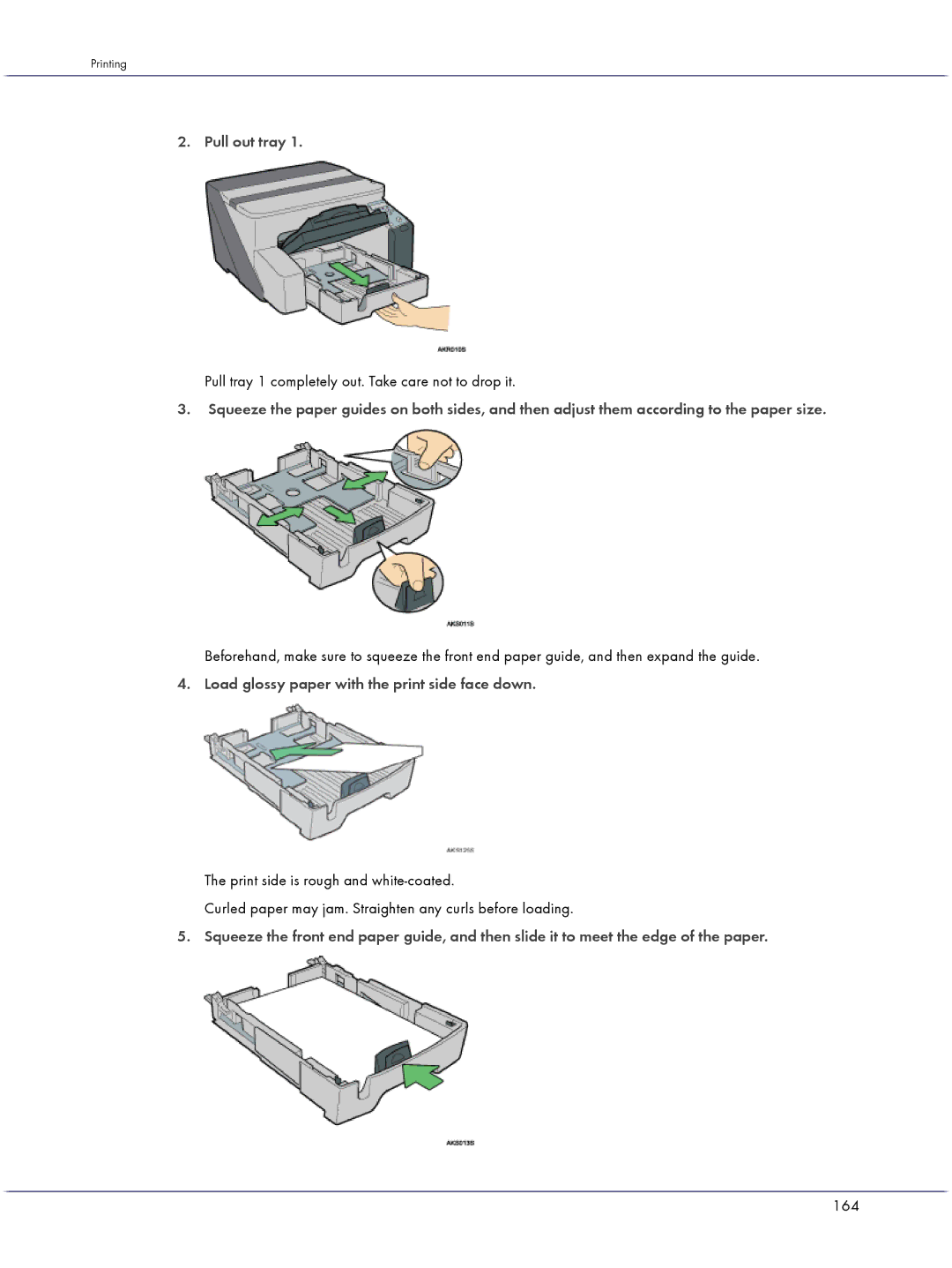 Lanier GX3050 manual Load glossy paper with the print side face down, 164 