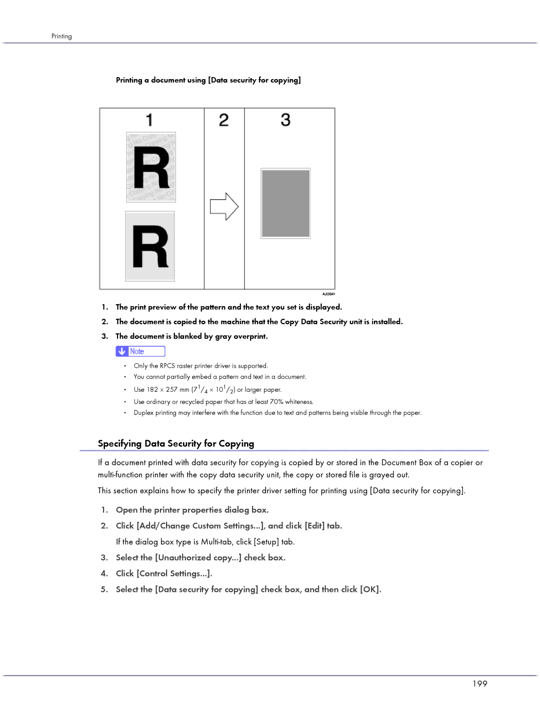 Lanier GX3050 manual Specifying Data Security for Copying, 199 