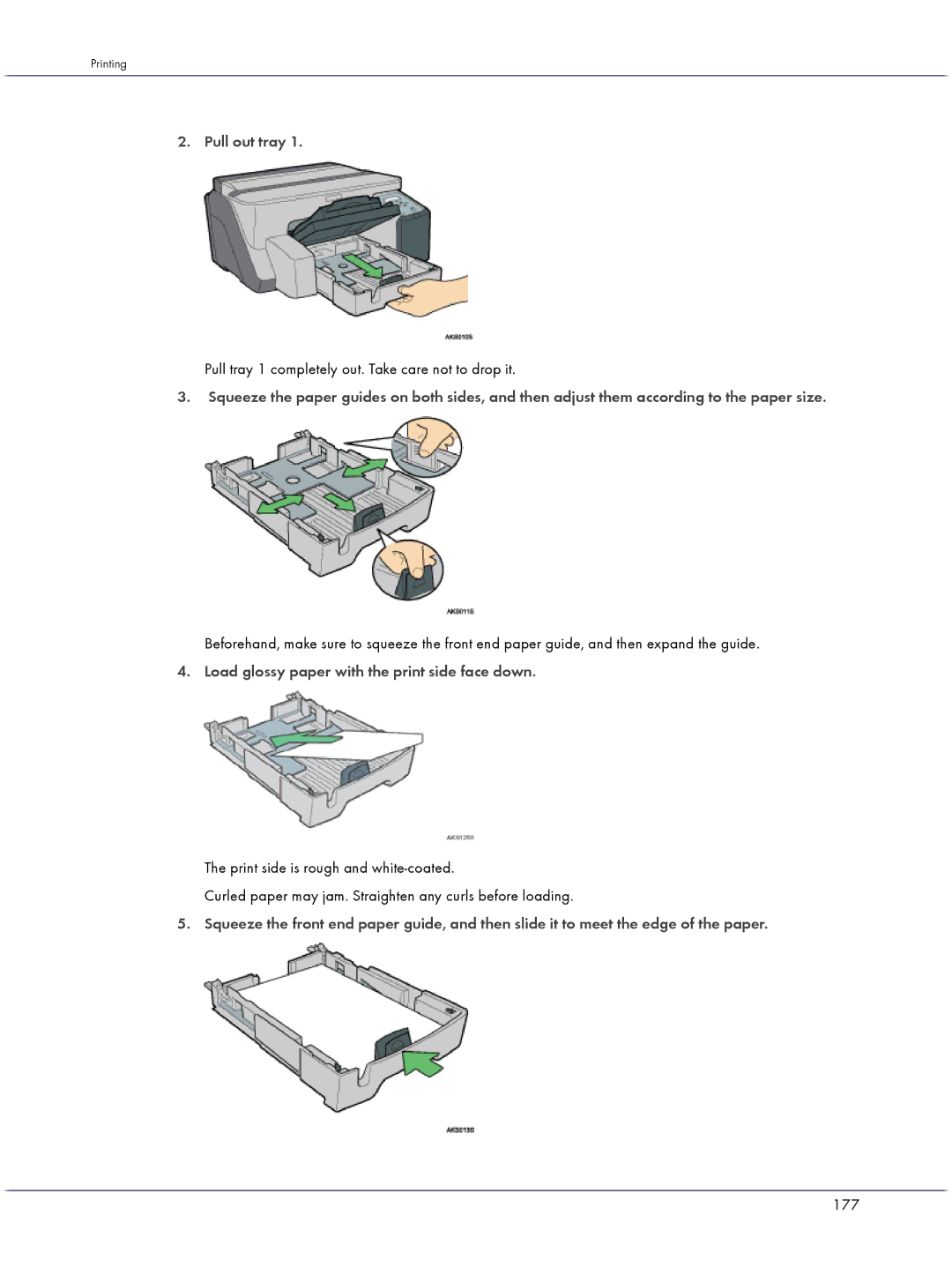 Lanier GX5050 manual Load glossy paper with the print side face down, 177 