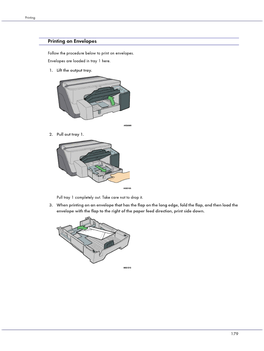 Lanier GX5050 manual Printing on Envelopes, 179 