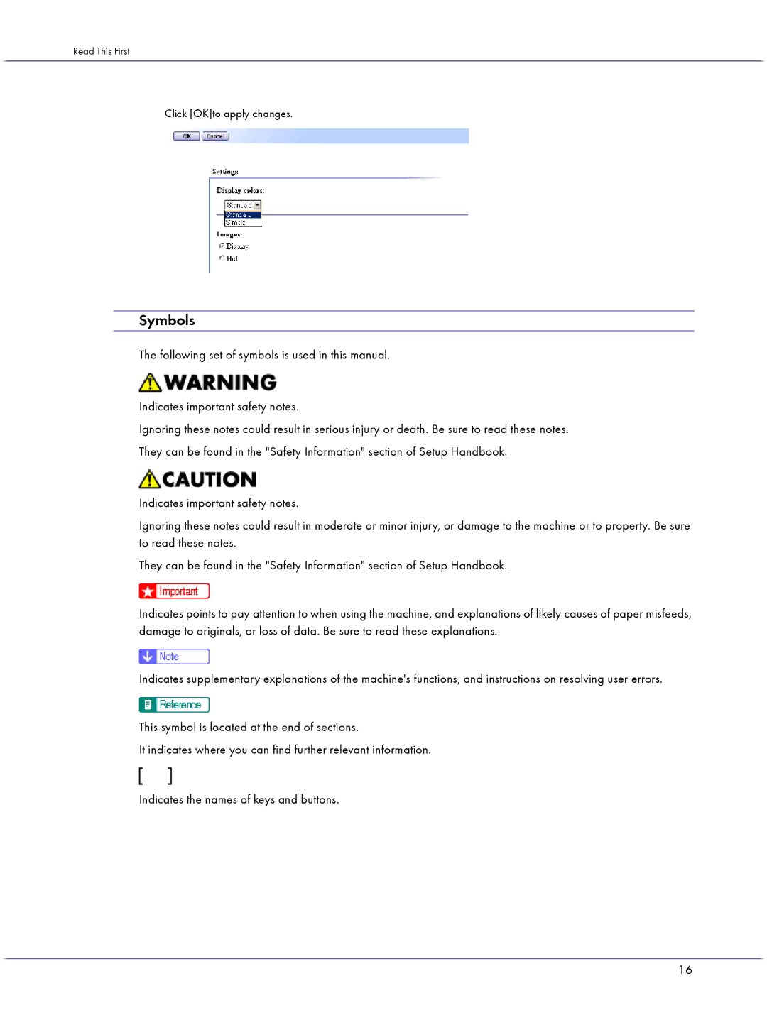 Lanier GX5050 manual Symbols 