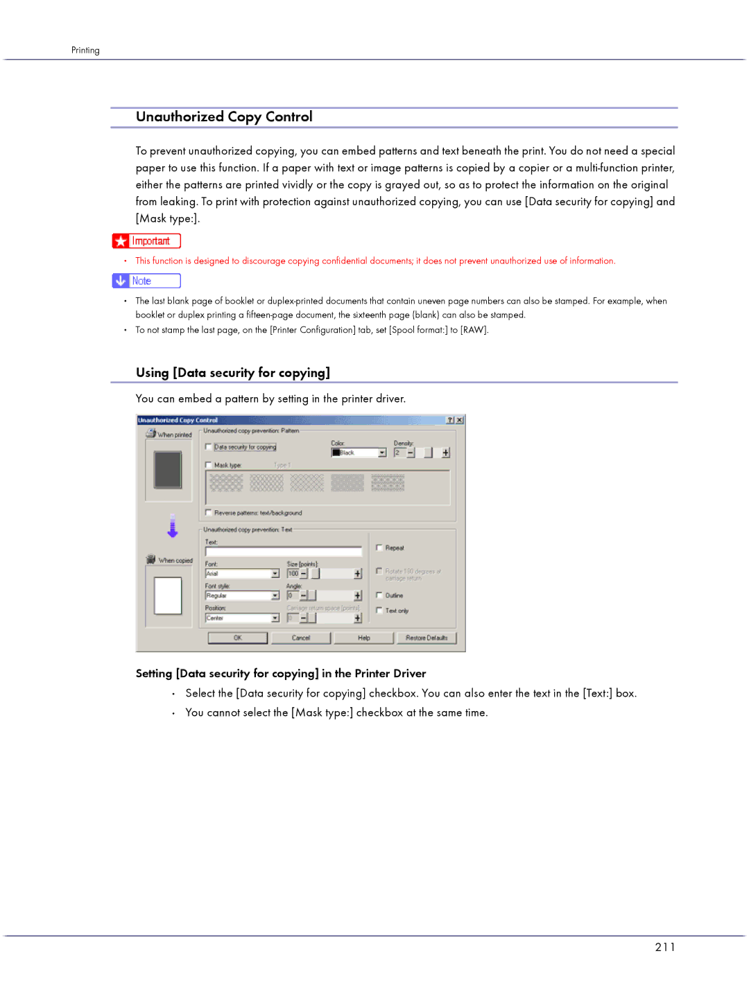 Lanier GX5050 manual Unauthorized Copy Control, Using Data security for copying 