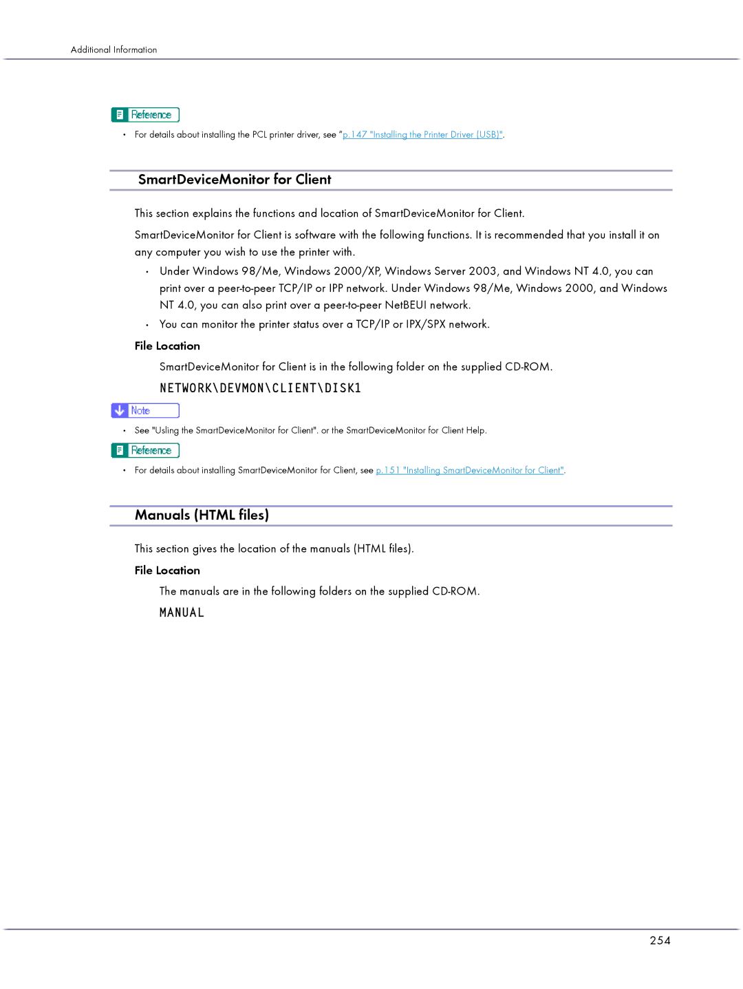 Lanier GX5050 manual SmartDeviceMonitor for Client, Manuals Html files, 254 