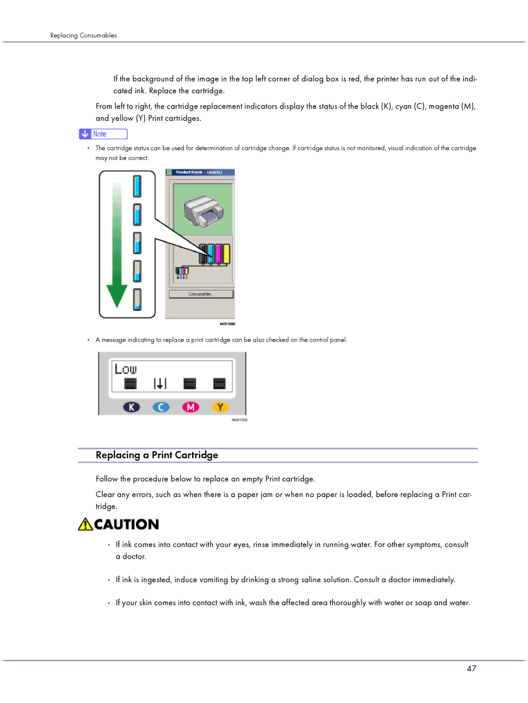 Lanier GX5050 manual Replacing a Print Cartridge 