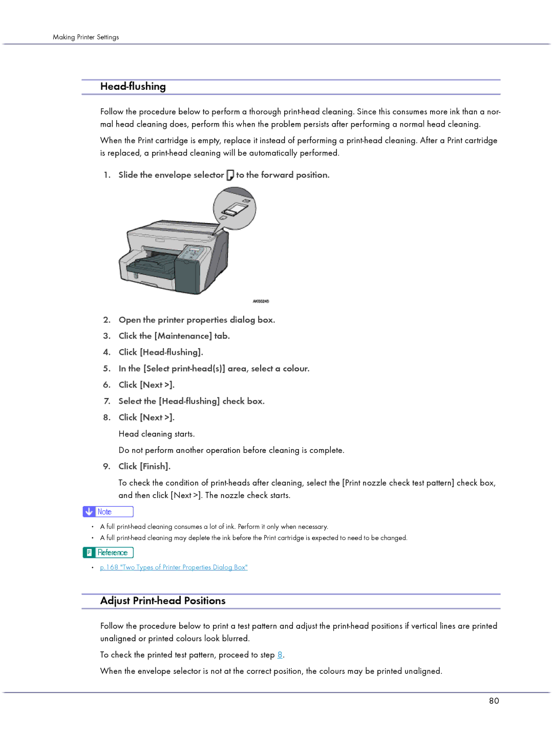 Lanier GX5050 manual Head-flushing, Adjust Print-head Positions 