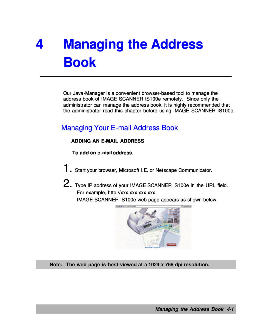 Lanier IS100e manual Managing the Address Book, Managing Your E-mail Address Book 