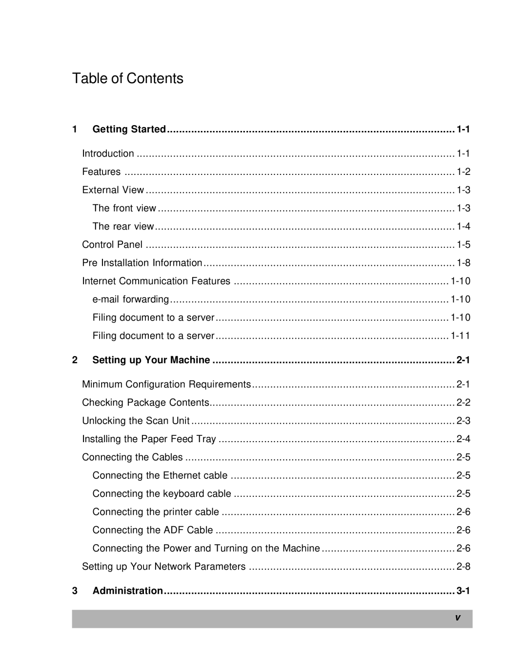 Lanier IS100e manual Table of Contents 