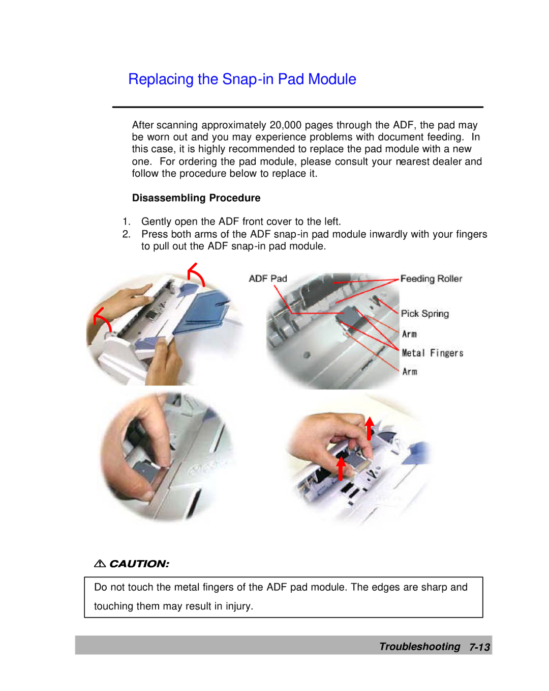 Lanier IS100e manual Replacing the Snap-in Pad Module, Disassembling Procedure 