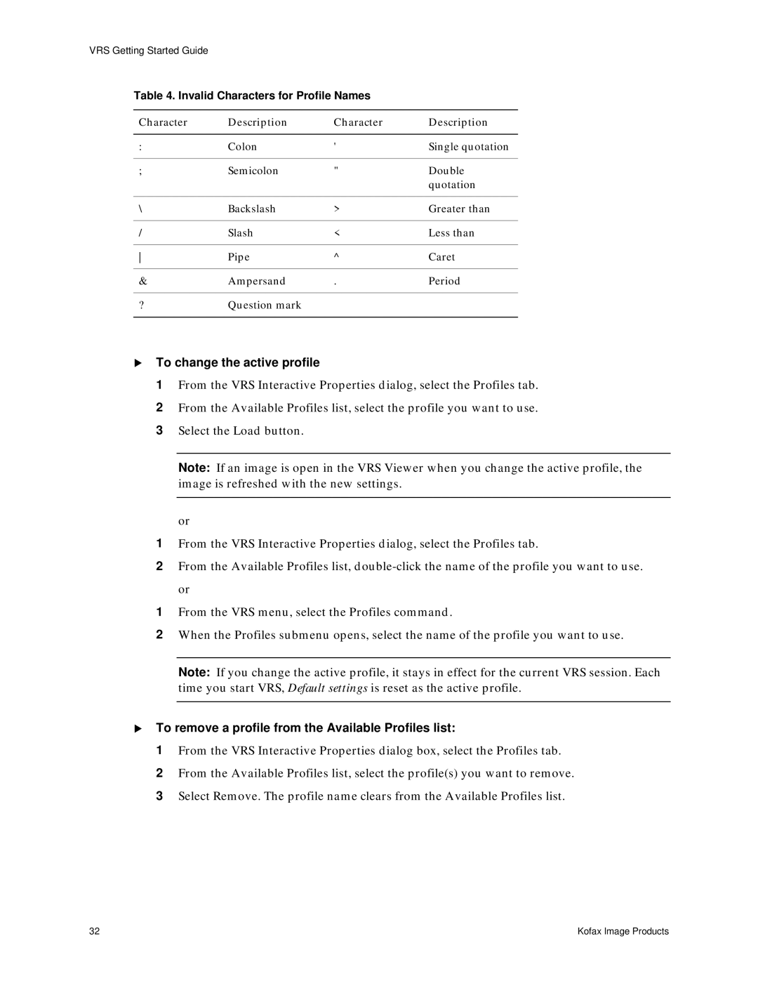 Lanier IS450DE manual To change the active profile, To remove a profile from the Available Profiles list 