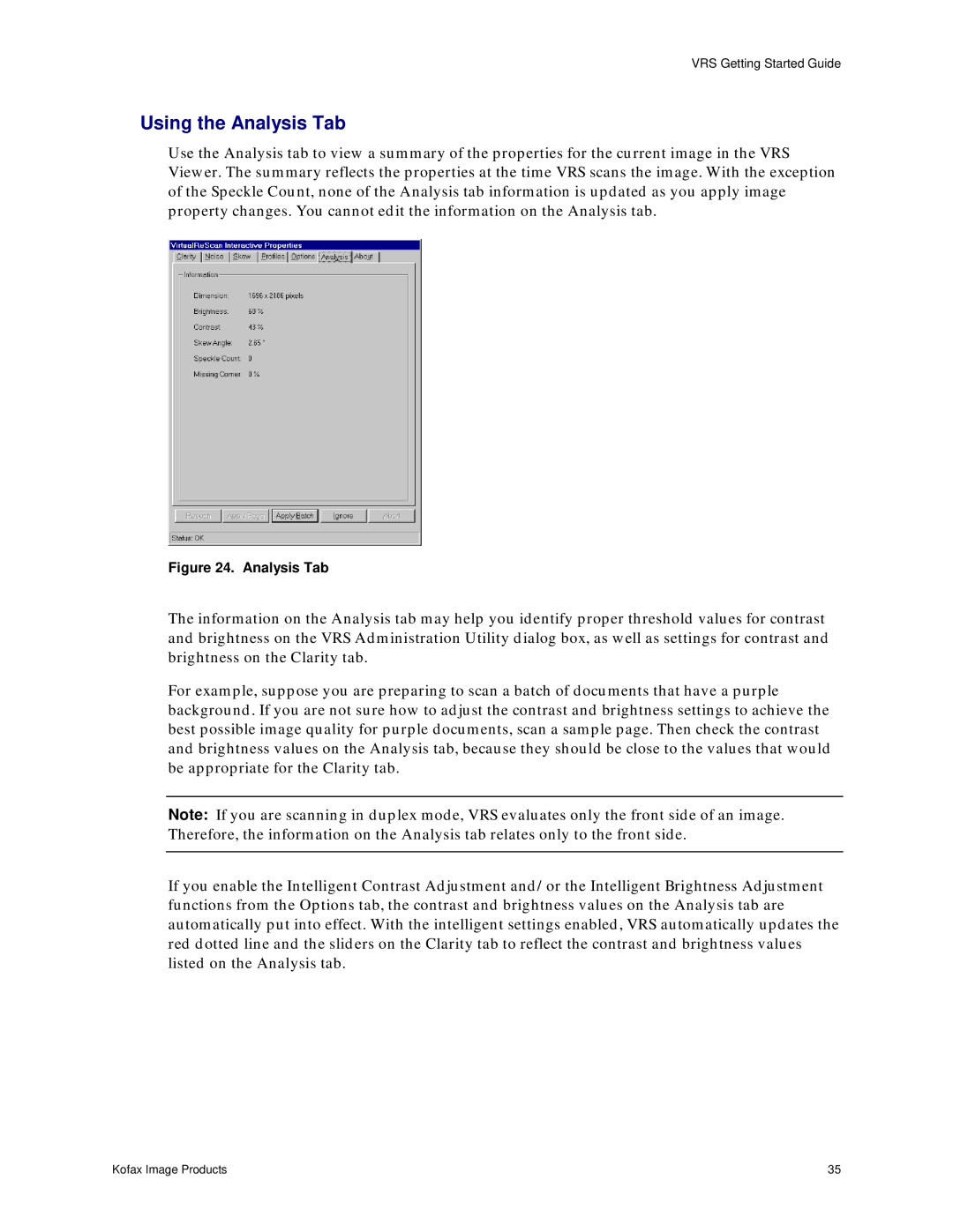 Lanier IS450DE manual Using the Analysis Tab 