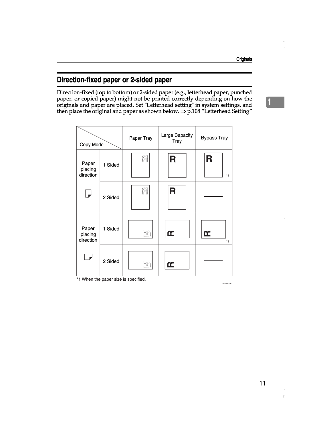 Lanier LD060, LD075 manual Direction-fixed paper or 2-sided paper 