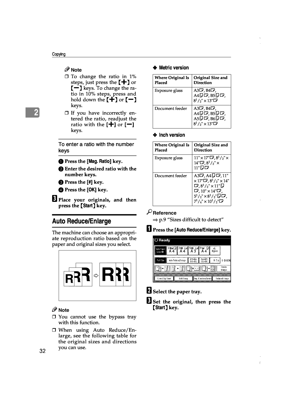 Lanier LD075 Auto Reduce/Enlarge, To enter a ratio with the number keys, A Press the Mag. Ratio key, D Press the OK key 