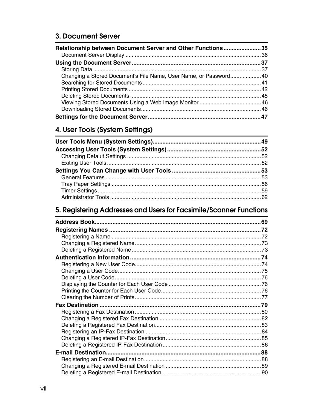 Lanier LD225, LD230 manual Viii 