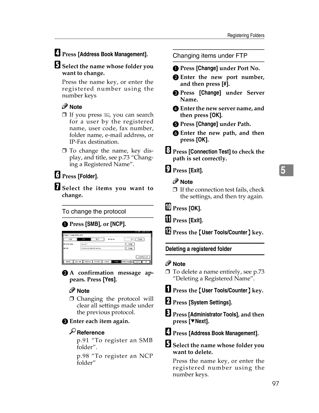 Lanier LD230, LD225 manual Changing items under FTP, Select the items you want to change 