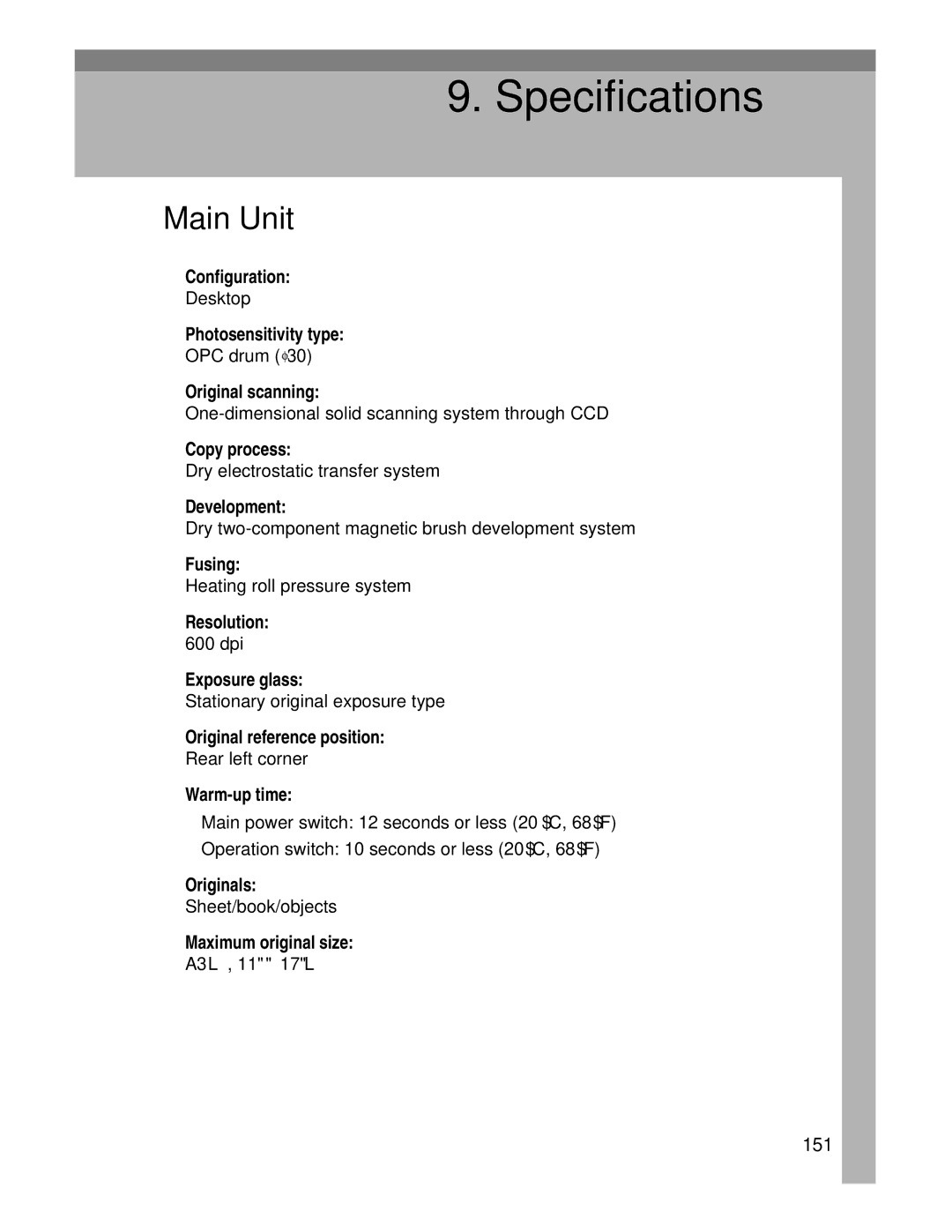 Lanier LD230, LD225 manual Main Unit 