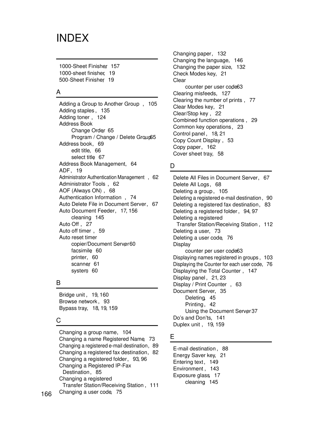 Lanier LD225, LD230 manual Index 