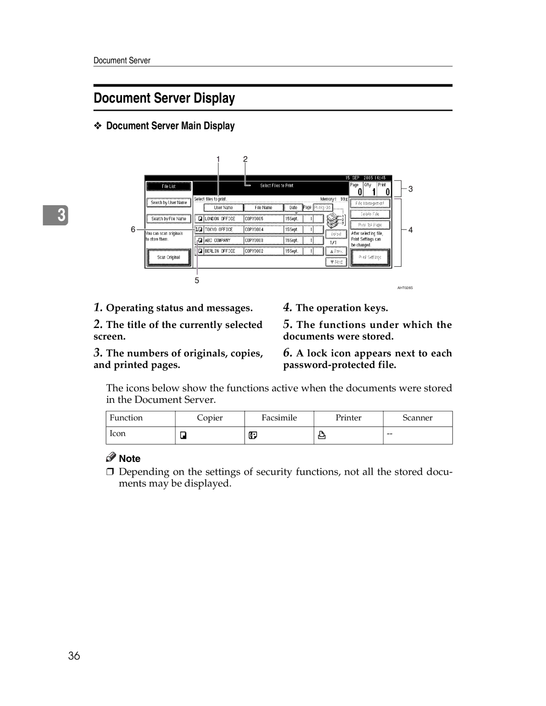 Lanier LD225, LD230 manual Document Server Display, Document Server Main Display 