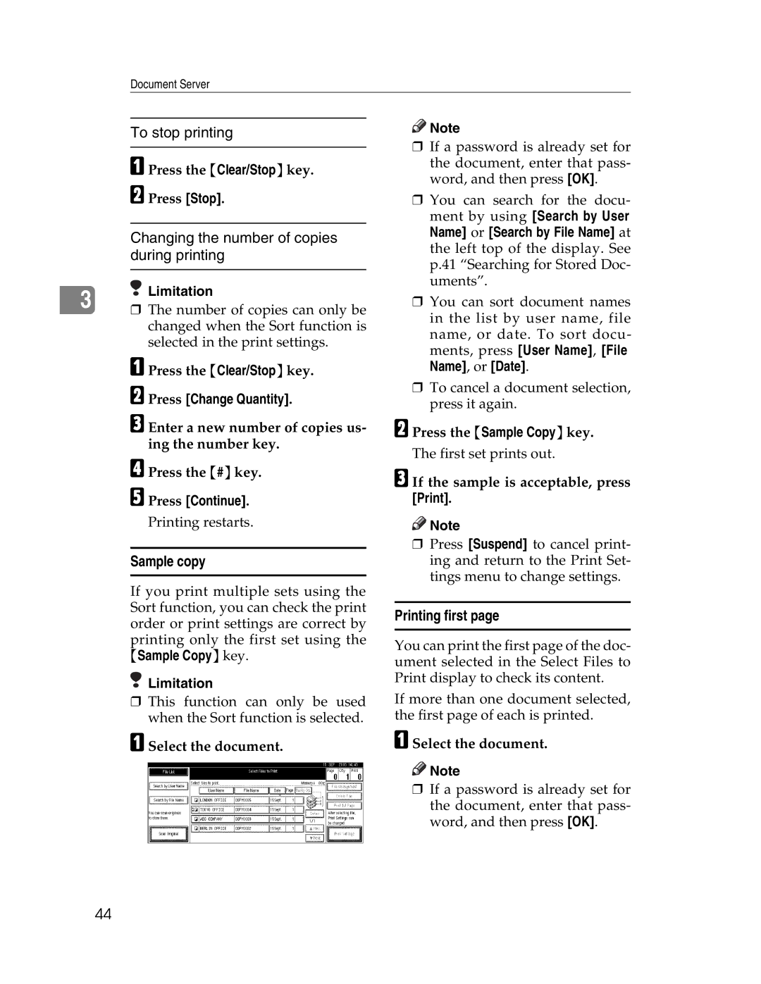 Lanier LD225, LD230 manual To stop printing, Changing the number of copies during printing, Sample copy, Printing first 