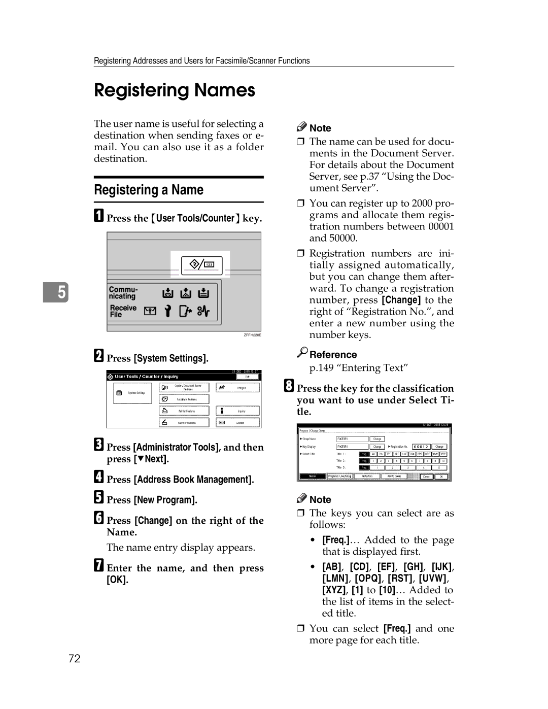 Lanier LD225, LD230 manual Registering Names, Registering a Name, Ab, Cd, Ef, Gh, Ijk, Lmn, Opq, Rst, Uvw 