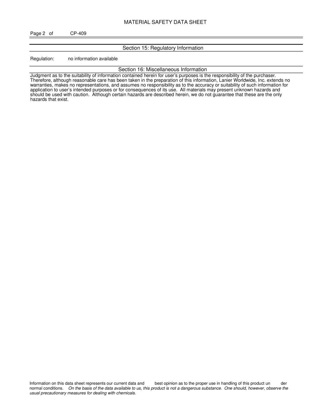 Lanier LD228C, LD238C, LD232C manual Regulatory Information, Miscellaneous Information 