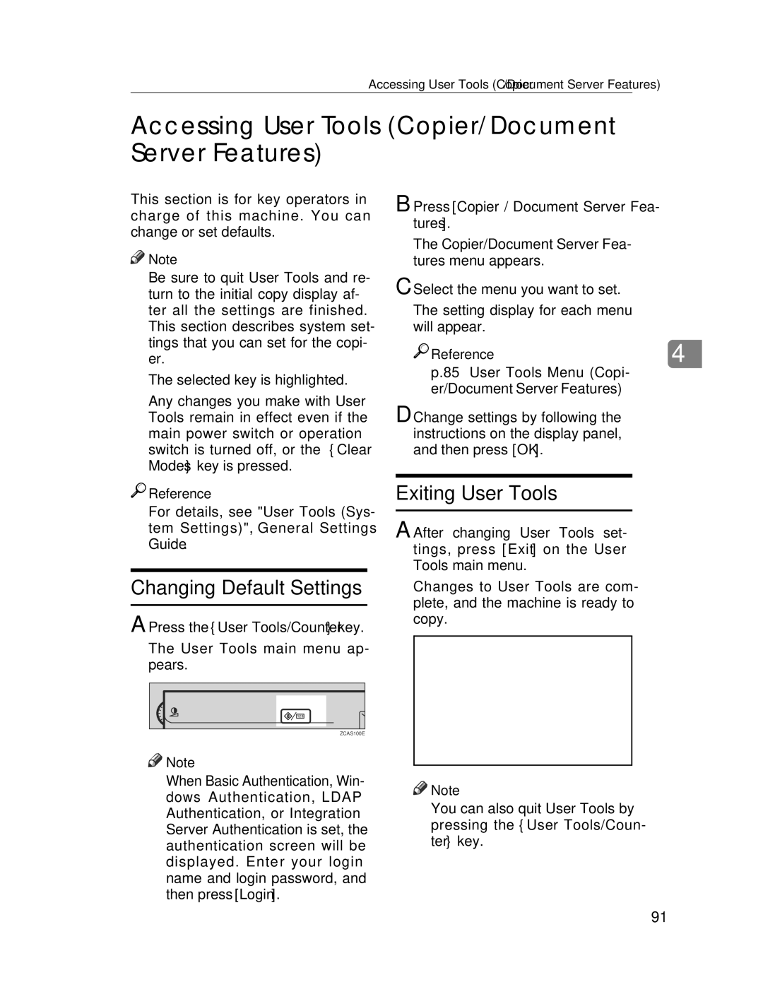 Lanier LD235, LD245 manual Accessing User Tools Copier/Document Server Features, Changing Default Settings 