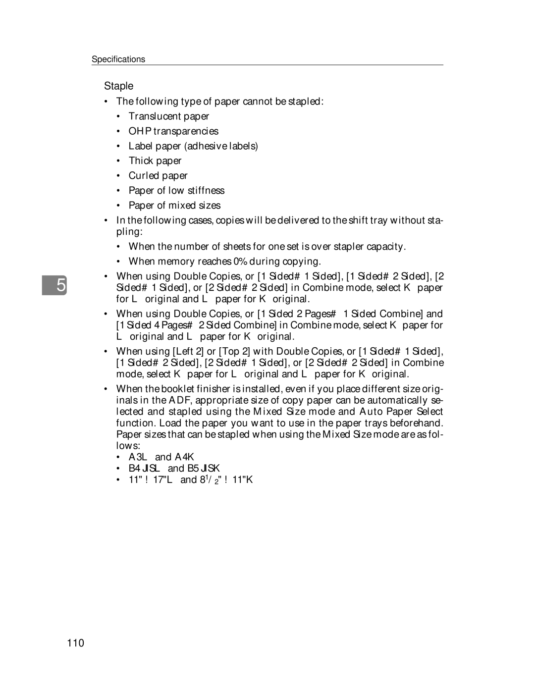 Lanier LD245, LD235 manual Staple, 110 