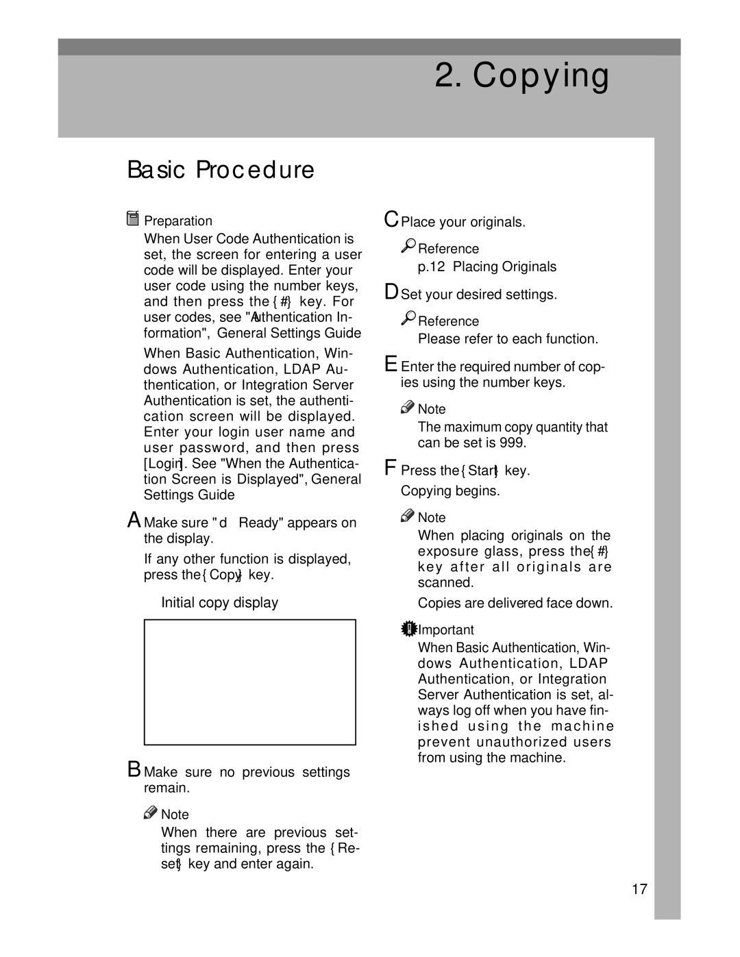 Lanier LD235, LD245 manual Basic Procedure 