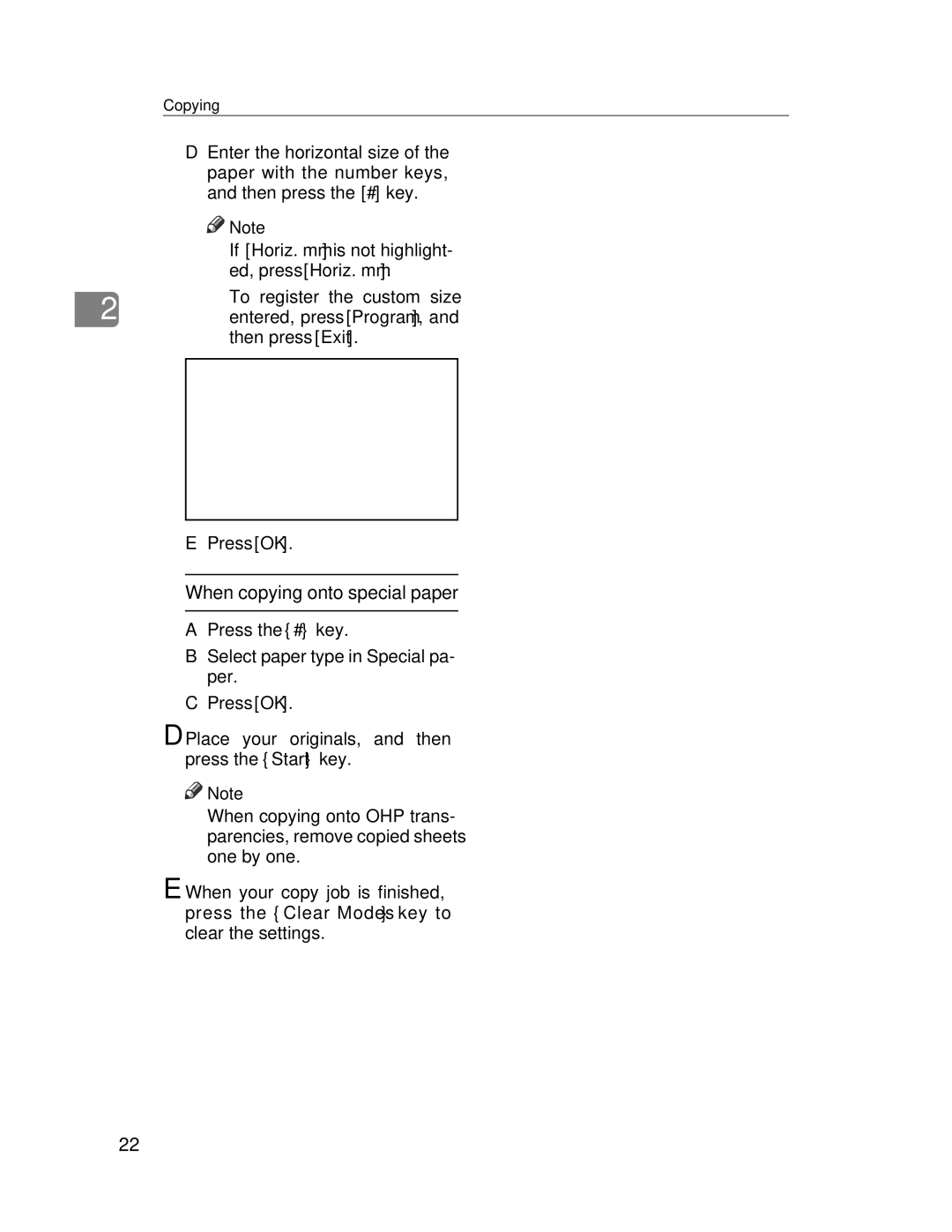 Lanier LD245, LD235 manual When copying onto special paper 