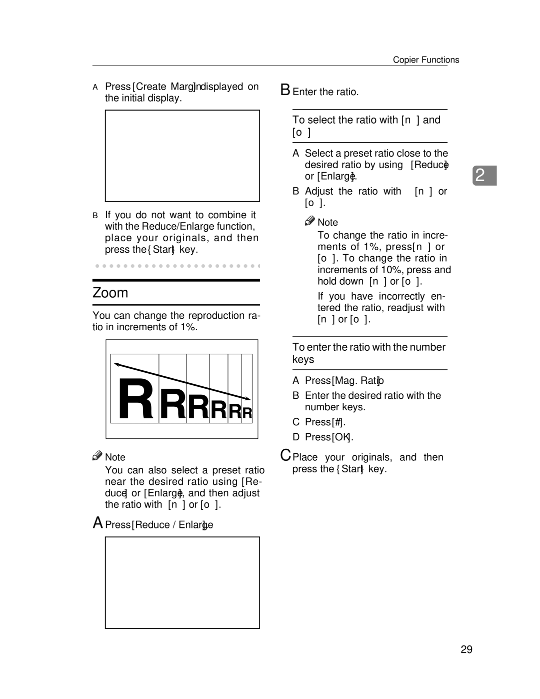 Lanier LD235, LD245 manual Zoom, Or Enlarge, Or o, Press Reduce / Enlarge, Press Mag. Ratio 