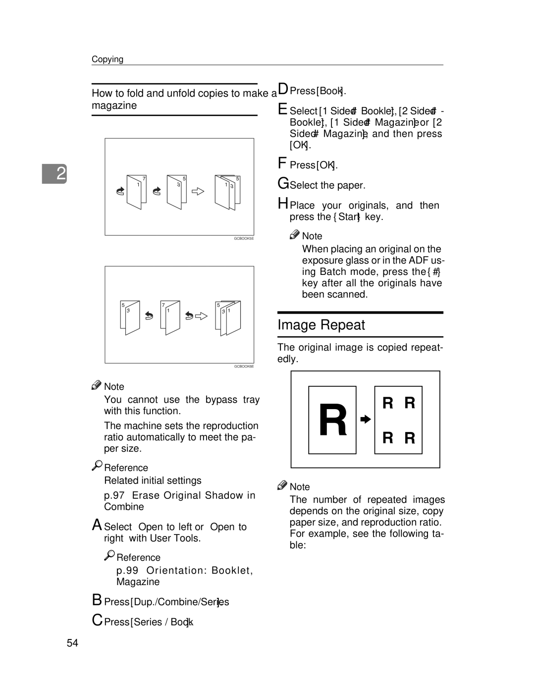 Lanier LD245, LD235 manual Image Repeat, How to fold and unfold copies to make a magazine, Press Book 